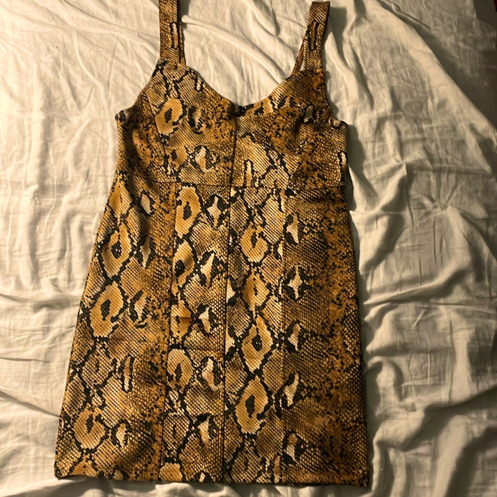 Snake Print Mini Dress in Mustard
